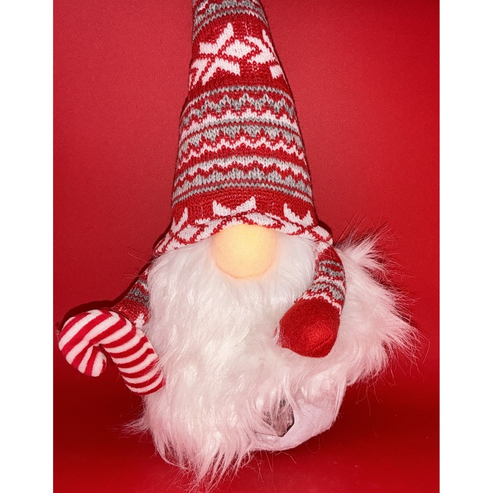 Christmas Holiday 12" Plush Lighted Candy Cane Gnome